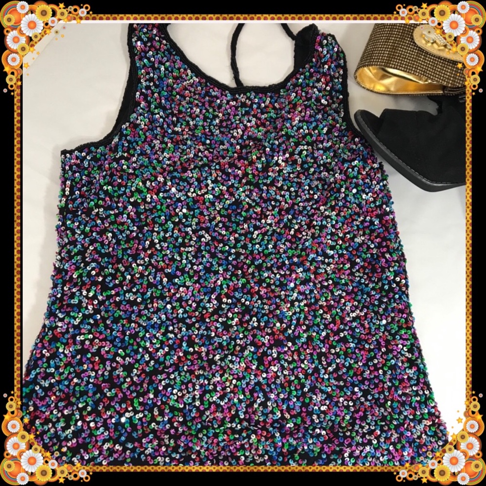 Stenay sequin top with beaded rope back interest